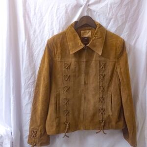 King Ranch Brown Suede Leather Southwestern/Western Jacket Womens Size XL